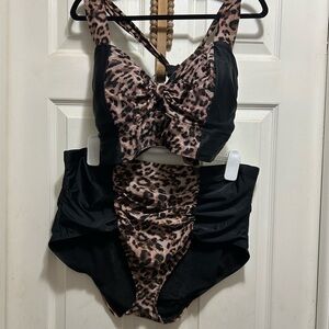 Torrid Leopard Print Bikini Set with Black Accents